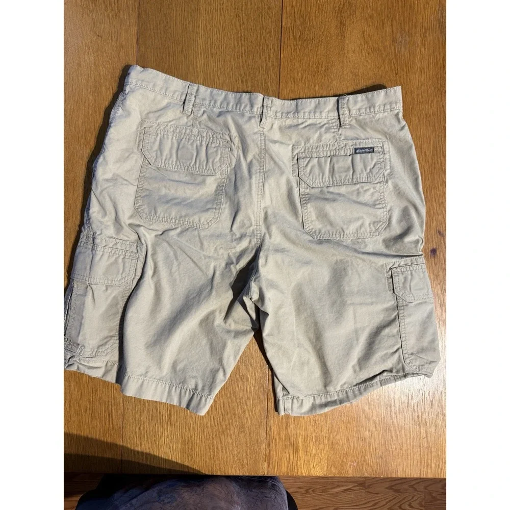 Eddie Bauer Cargo Shorts Mens 38(40) Beige Outdoor Hiking Cotton Pockets Ripstop